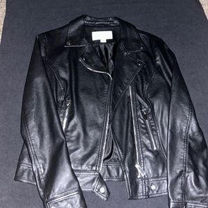 black leather jacket